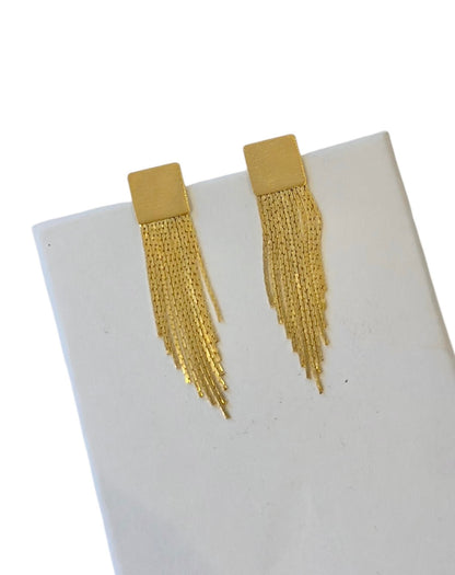 Square & Chain Fringe Earring by Eneida Franca