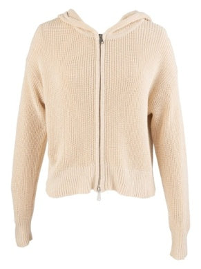 Phoebe Knit Zip Hoodie in beige by KUT Denim