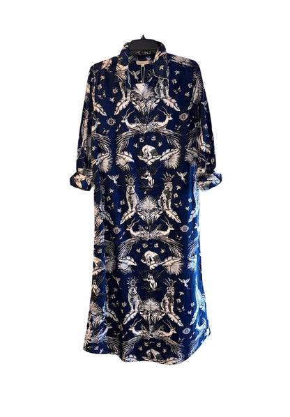 TRUNK SHOW- Russell Shirt Dress in royal tiger navy by Fitzroy & Willa