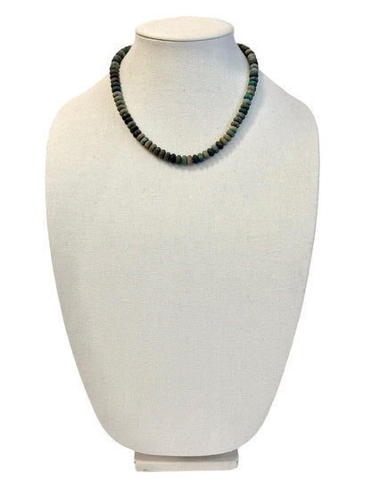 Rondelle 18" Necklace with Small Swivel Clasp in matte green multi by Virtue