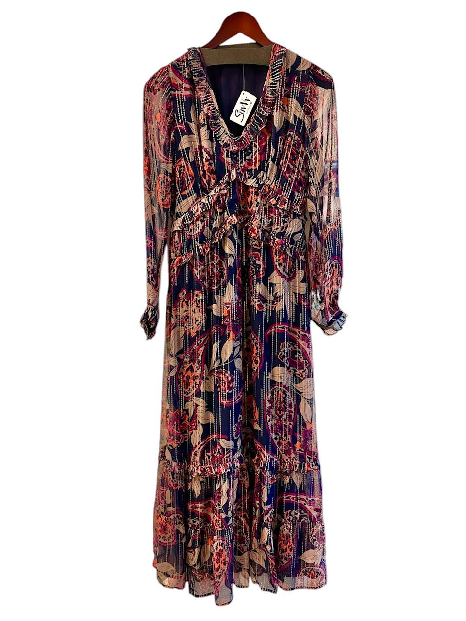 Mallory Maxi L/S Dress in Navy/Pink by La Plage