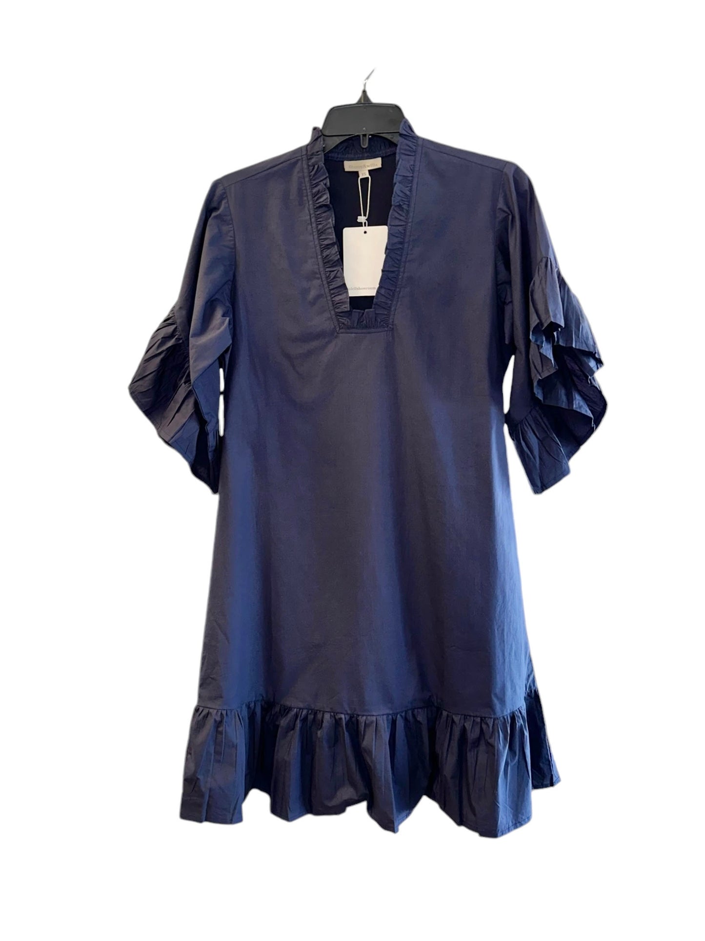 TRUNK SHOW- Soleil Flutter Sleeve Mini Dress in navy by Fitzroy & Willa