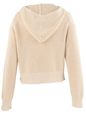 Phoebe Knit Zip Hoodie in beige by KUT Denim