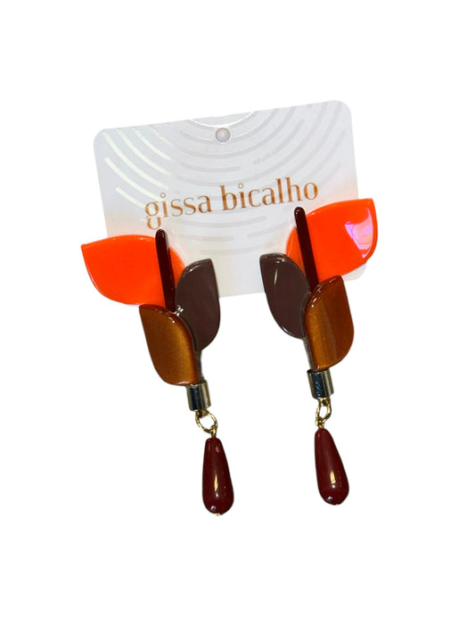 Acrylic Anthurium Earring in orange by Gissa Bicalho