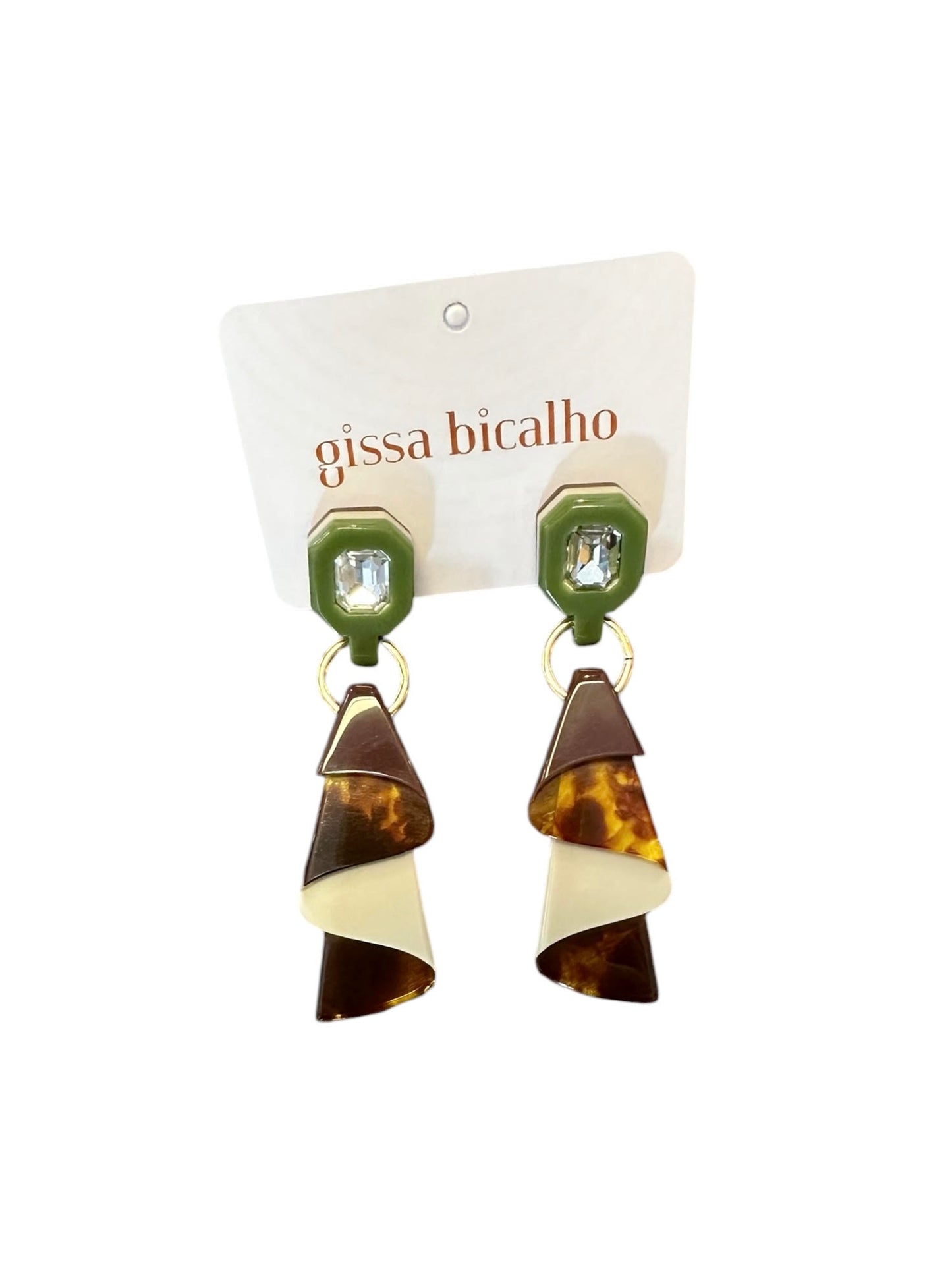 Acrylic Courtain Earrings in granite caramel by Gissa Bicalho