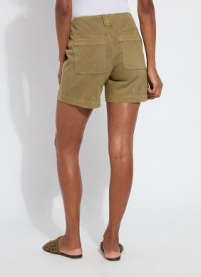 Amira Denim Short in antique wash green by Lysse