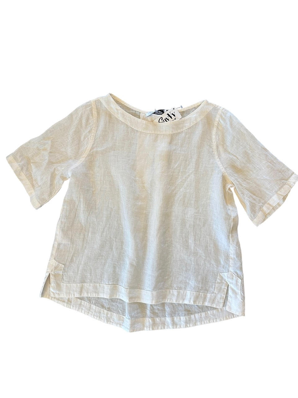 Short Sleeve Linen Blouse in ecru by Haris Cotton