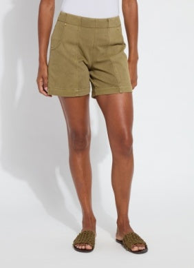 Amira Denim Short in antique wash green by Lysse