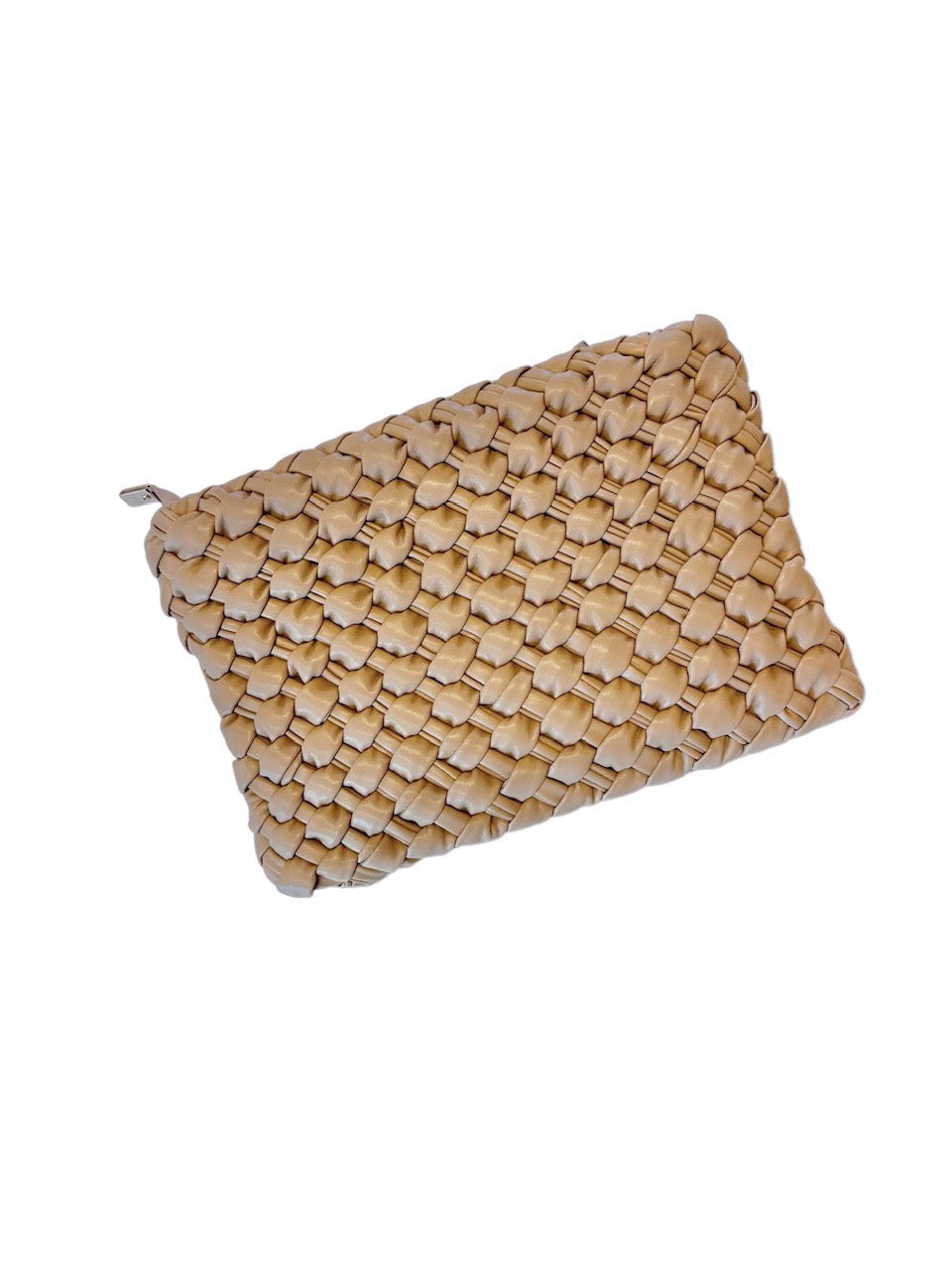 Nieves Woven Clutch in light tan by Remi/Reid