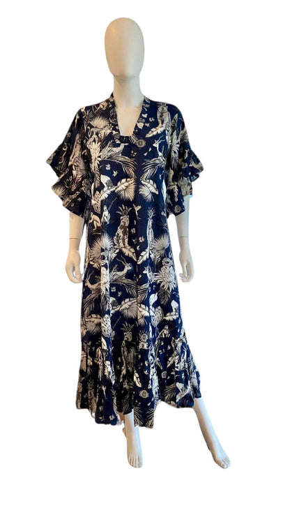 TRUNK SHOW- Soleil Flutter Sleeve Dress in royal tiger navy by Fitzroy & Willa