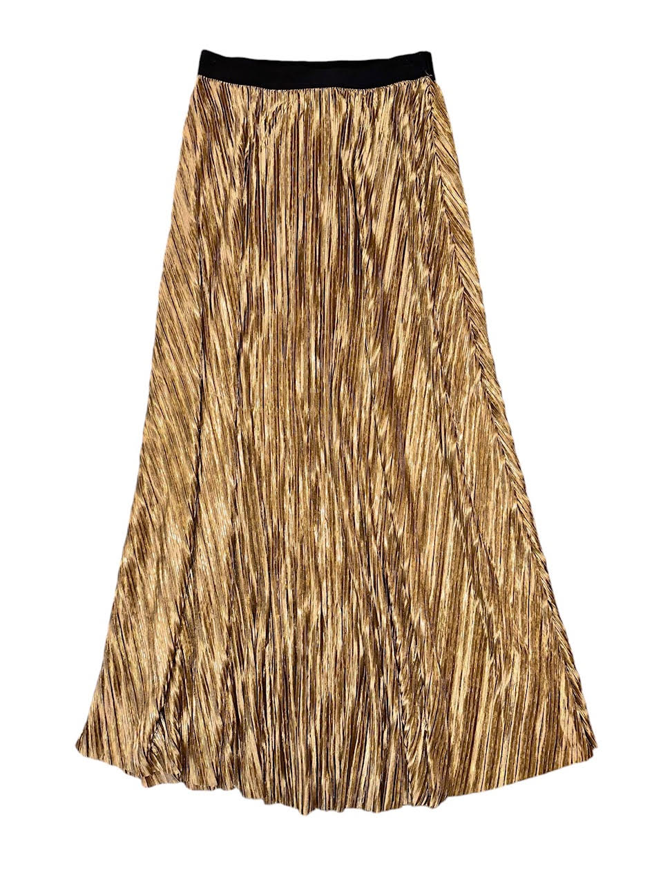 Pleated Midi Skirt in gold by Molly Bracken