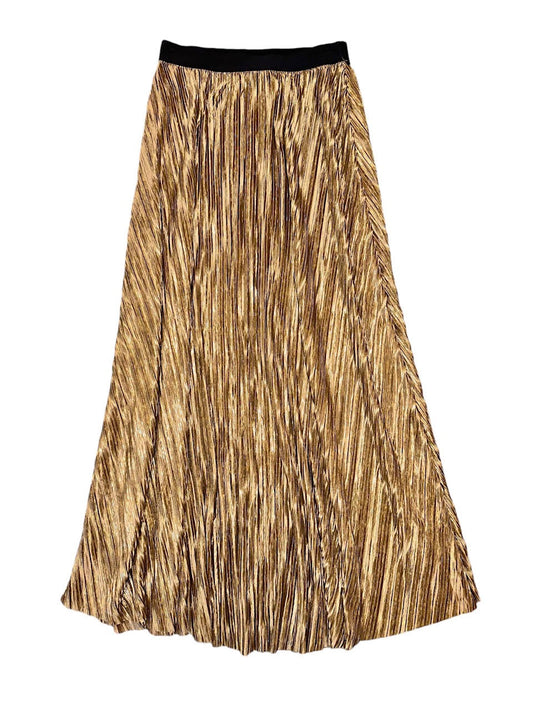 Pleated Midi Skirt in gold by Molly Bracken