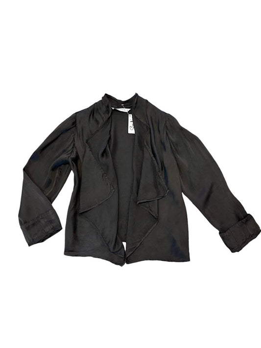 Crop Cupro Jacket in black by Luna Luz