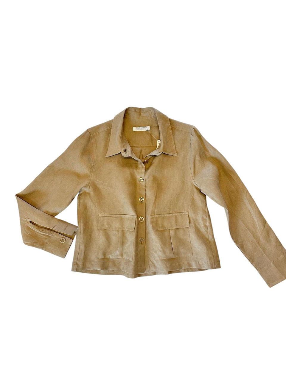 Tailored Linen Jacket in camel by Haris Cotton