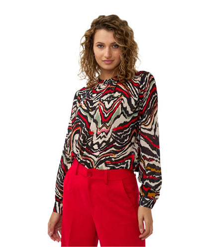 Waves Print Fancy Neck Blouse in multi by Esqualo