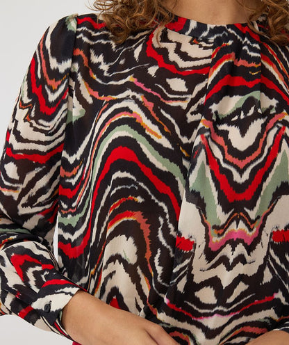 Waves Print Fancy Neck Blouse in multi by Esqualo