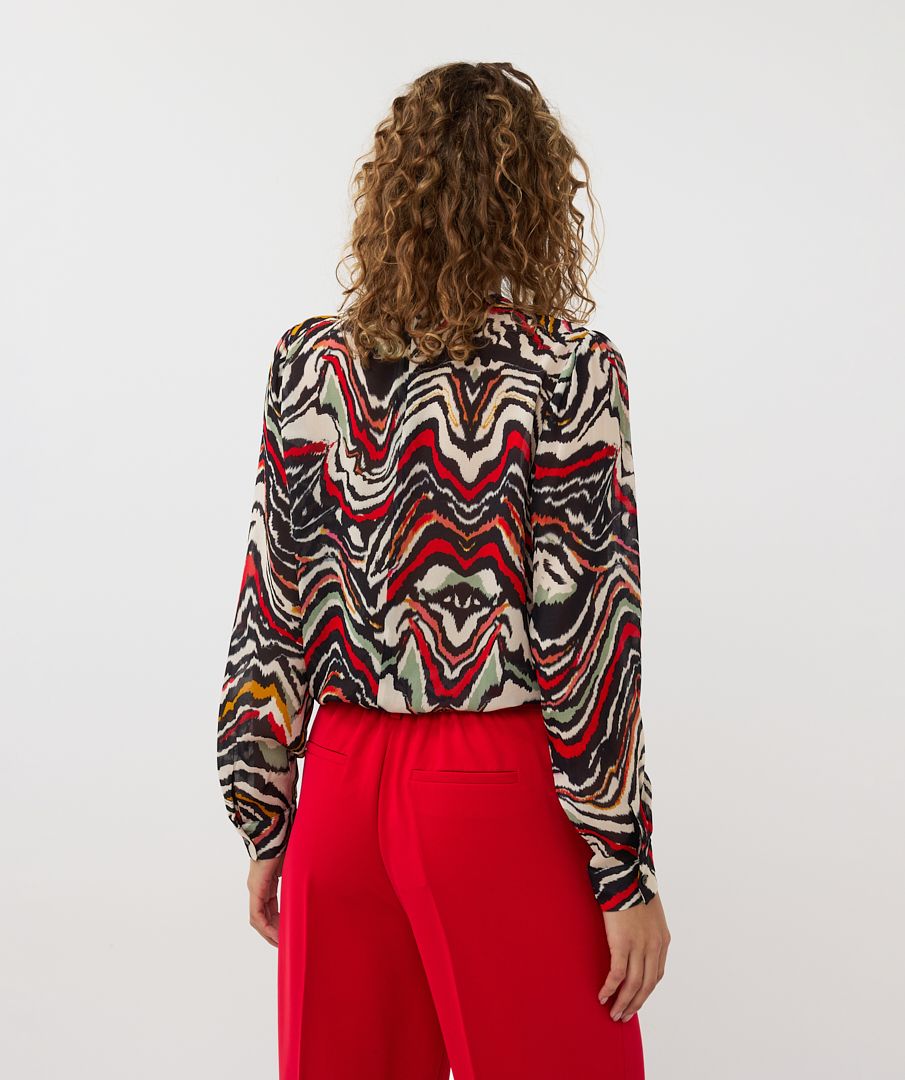 Waves Print Fancy Neck Blouse in multi by Esqualo