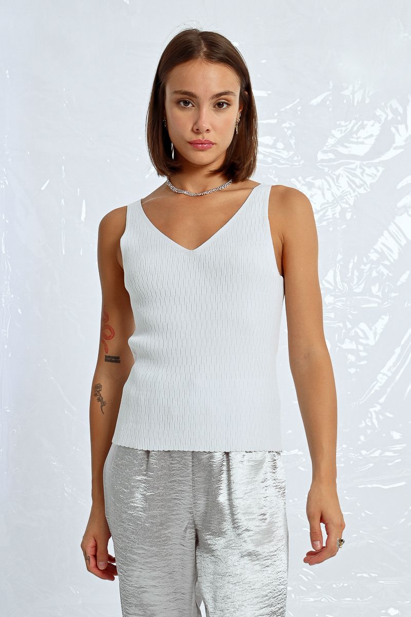 Knit Tank Top in white by Molly Bracken